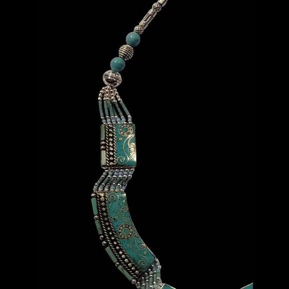 NEW Handmade Tibetan Necklace - Turquoise and Tibetan Silver - Picture 6 of 9
